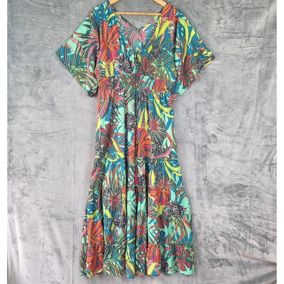 Anthropologie Dresses & Skirts - Anthropologie Boemo Dress Medium Floral Tropical Maxi Tiered Resort Beach Boho